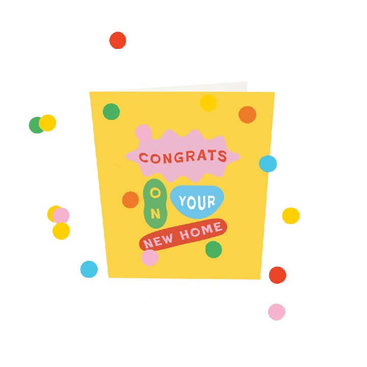 The Gift Label – Engroshandel Hverdagshilsen kort – CONFETTI KORT - TILLYKKE MED DIT NYE HJEM V3