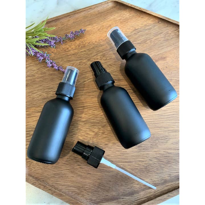 The Bottle Shoppe - Wholesale Spray Bottle - 2oz Black Matte Glass Bottle with Black Mist Sprayer