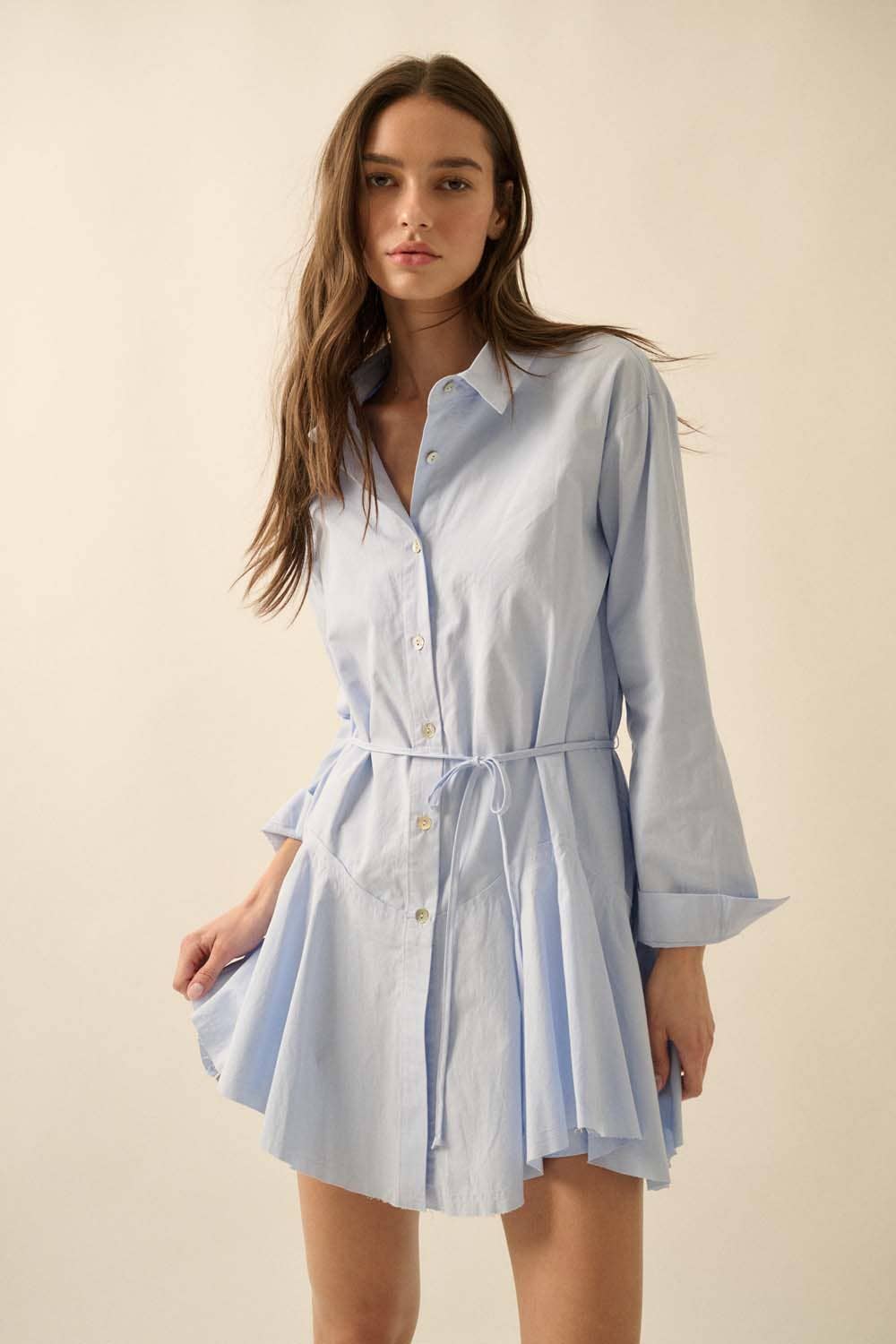 Promesa USA - Wholesale Romper - Women's - Solid Button-Up Belted Handkerchief Shirt Romper12