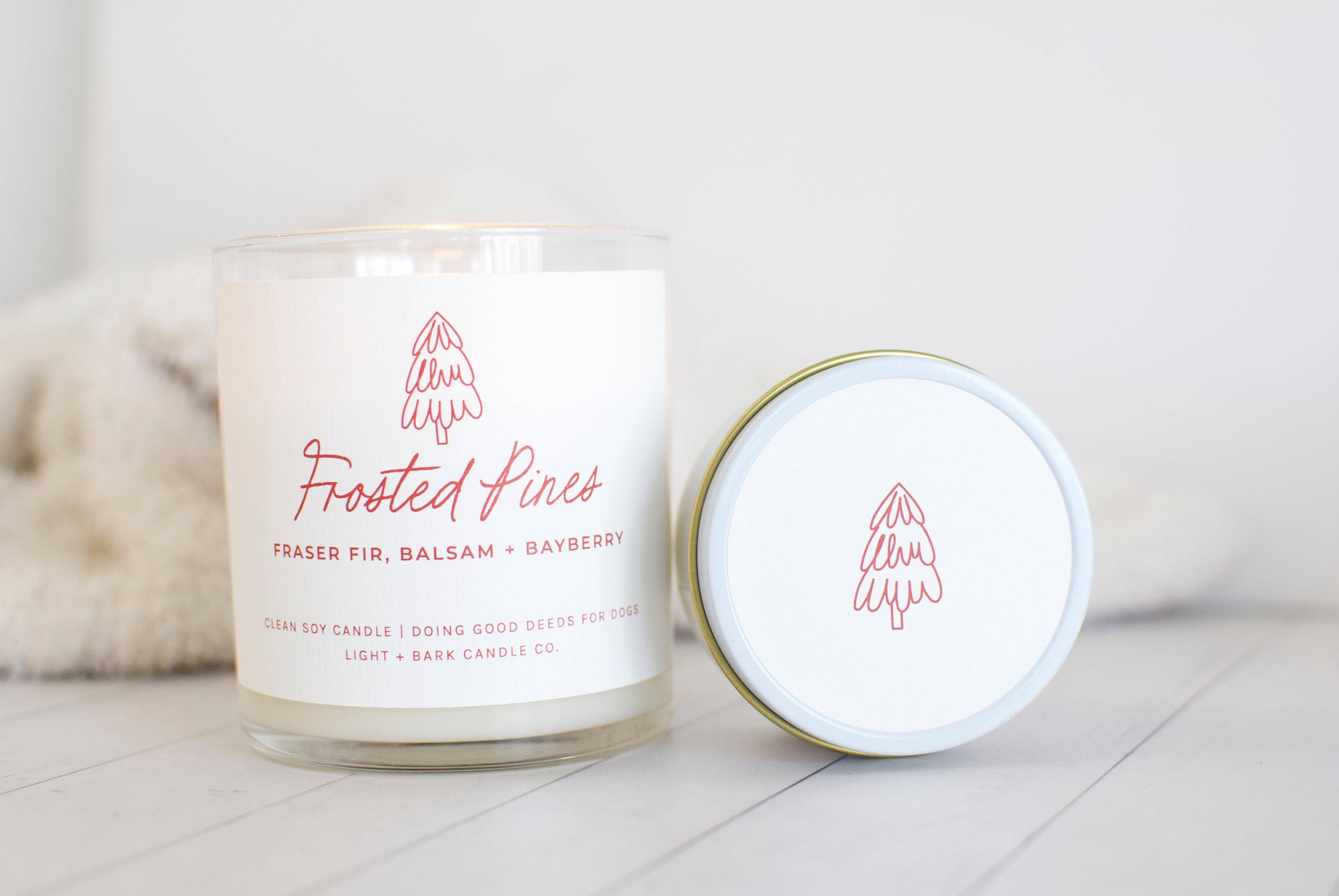 Light + Bark Candle Co. - Wholesale Jar/Filled Candle - Frosted Pines | Fraser Fir, Balsam + Bayberry Soy Candle2
