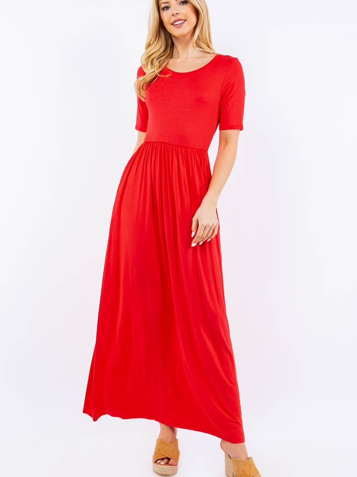 Celeste Clothing - Wholesale Dress - Women's - PLUS SIZE MODEST MAXI DRESS WITH POCKETS -CD23411T-PL33