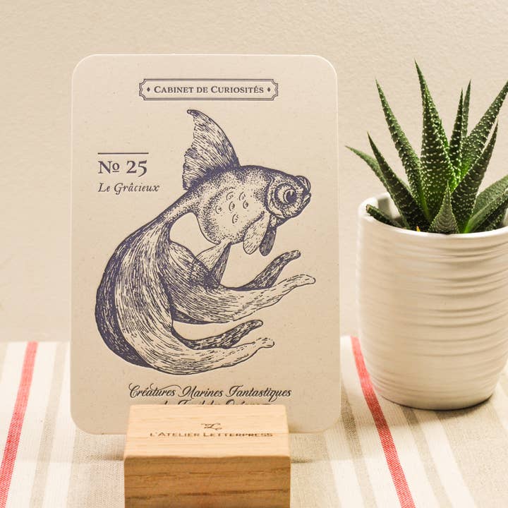 Letterpress Carte Gold Fish for wholesale by L'Atelier Letterpress