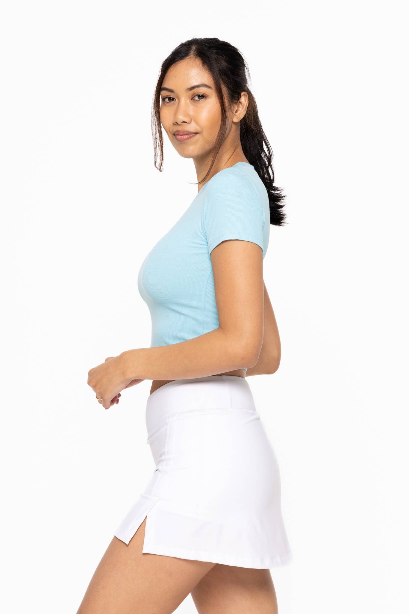 Mono B - Wholesale Athletic Top - Women's - Essential Micro-Ribbed Athleisure Baby Tee25