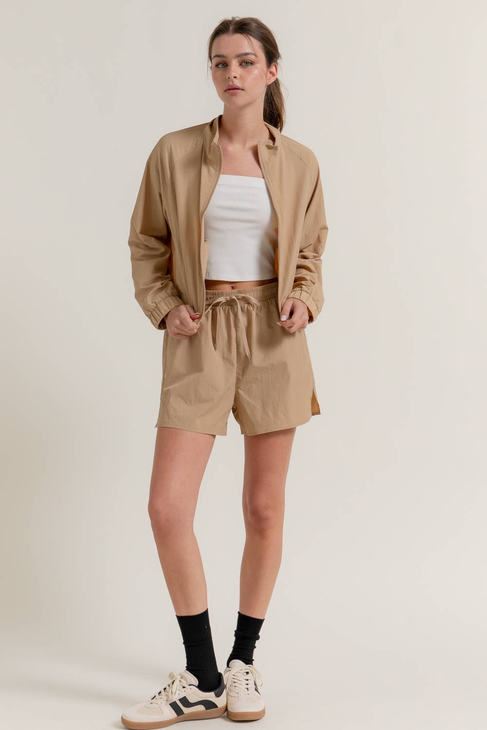 Active Basic | Active USA - Wholesale Athletic Shorts - Women's - Anorak Fabric Side Slit Workout Shorts11