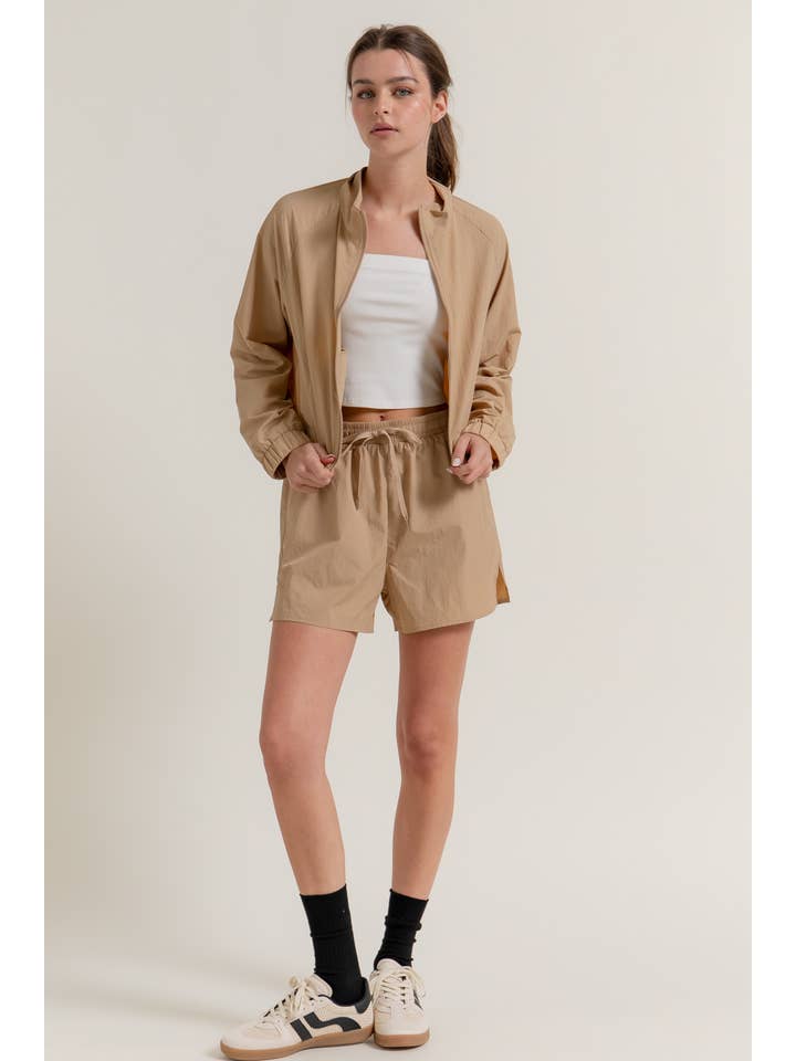 Active Basic | Active USA - Wholesale Athletic Shorts - Women's - Anorak Fabric Side Slit Workout Shorts11