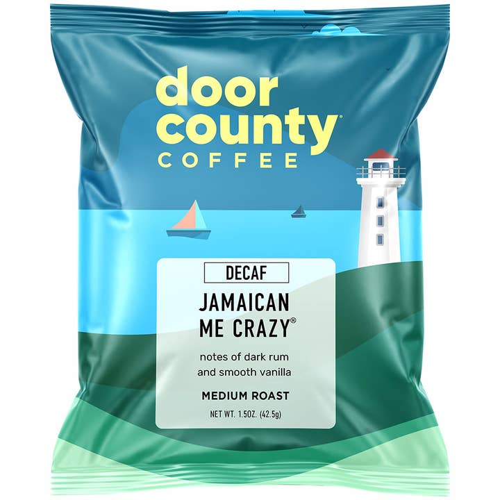 Door County Coffee - Wholesale Ground Coffee - Jamaican Me Crazy DECAF Flavored Coffee, 1.5oz, 6 pack2