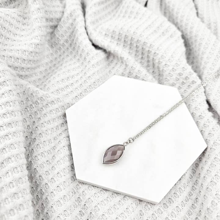 Faceted Agate Crystal Silver Necklace for wholesale by The Curated Carrot