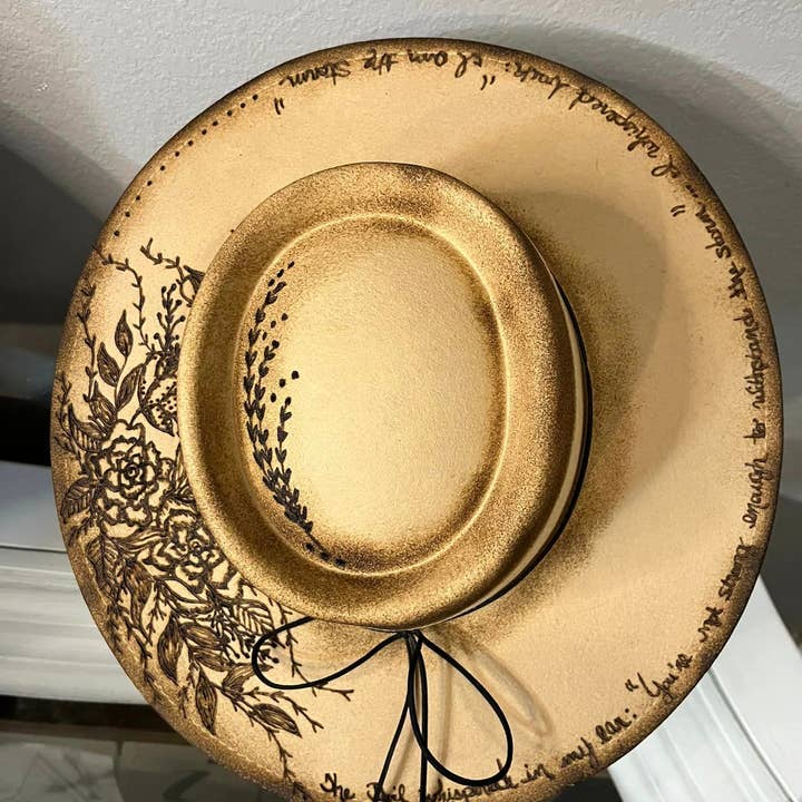 Feathered Gypsy Custom Hats and Boutique - Wholesale Cowboy Hat – Women’s - I Am the Storm Custom Burned Hat