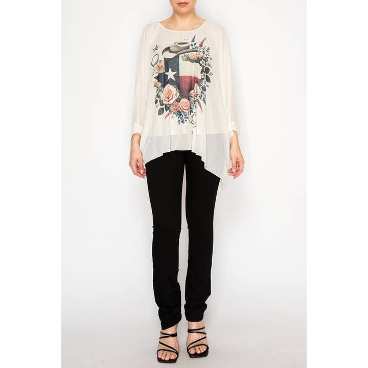 MESH TUNIC TOP WITH ATTACHED SPARKLY TANK TOP-4821BG TEXAS for wholesale by Origami Apparel ~ Lace and Crochet inspired