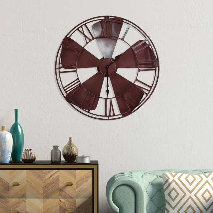 Industrial Fan Retro Style Metal Wall Clock for wholesale by Walplus