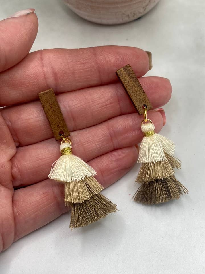 Wood Tassel Dangle for wholesale by Styles by Shelby