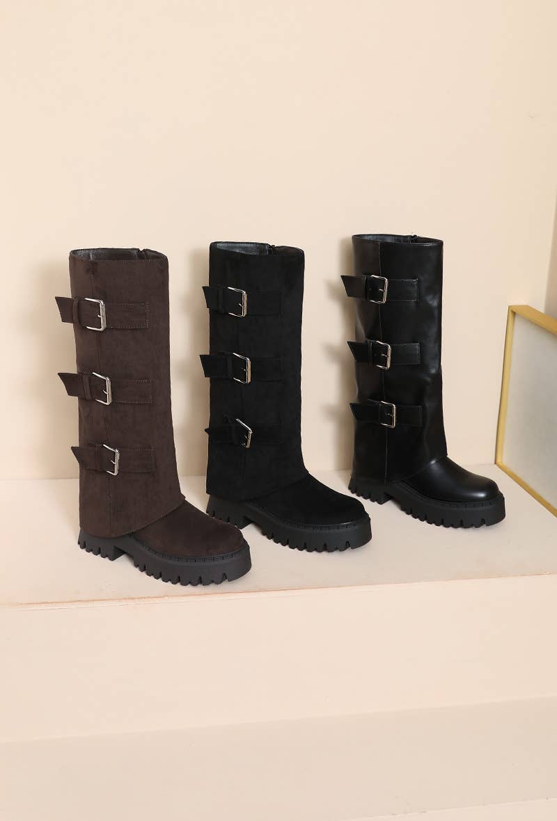 Joia Paris - Wholesale Booties - Women's - High boots with lug sole and triple straps WZ-11211