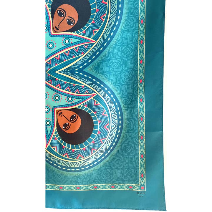 Deseta Design - Wholesale Scarf - Women's - Afro Medallion Ethiopian Inspired Silk Scarf