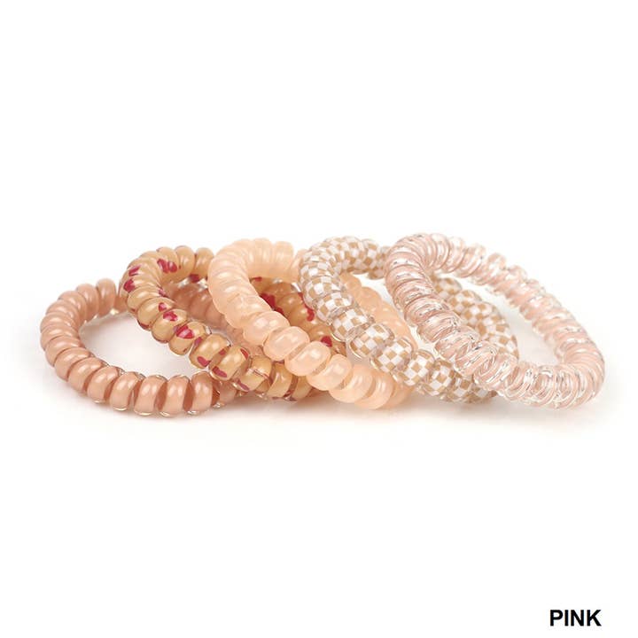 42POPS - Wholesale Hair Tie - ",,._ SI-25757 ASSORTED SOLID FLOWER CHECKER HAIR COIL TIES0