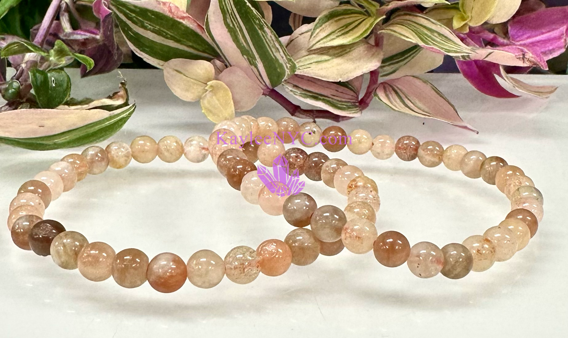 KayleeNYC - Wholesale Beaded Bracelet - 6mm Natural Sunstone 7.5” Stretch Bracelet2