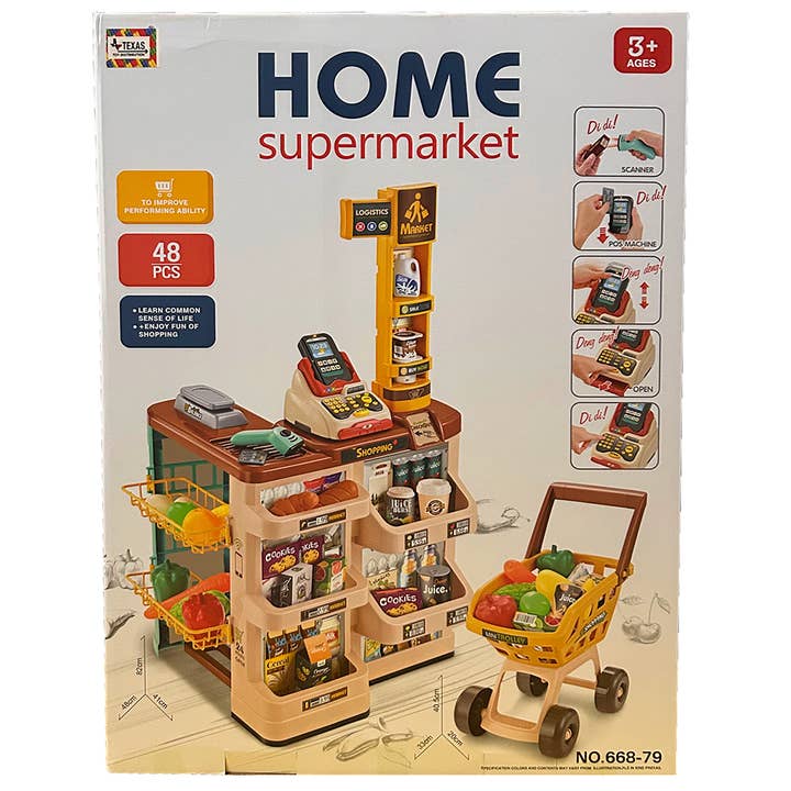Texas Toy Distribution - Wholesale Toy set – Kids - Luxury Supermarket Play Set with Cash Register System 48 pcs