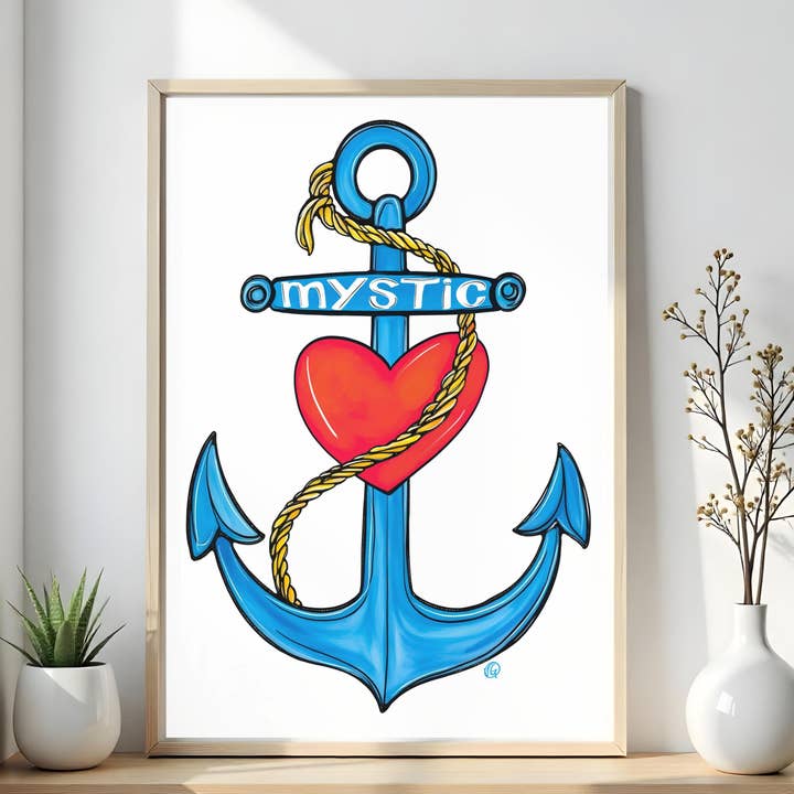 Mystic Connecticut Nautischer Druck, Küstenanker Wandkunst für den Großhandel von Atelier Vero Wholesale