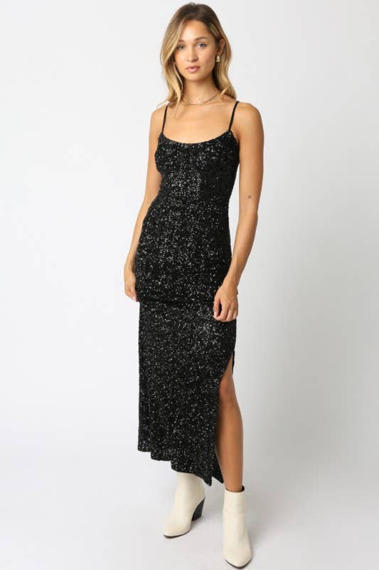 Olivaceous - Wholesale Dress - Women's - Fiona Sequin Dress1