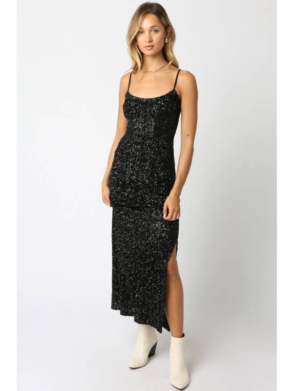 Olivaceous - Wholesale Dress - Women's - Fiona Sequin Dress1