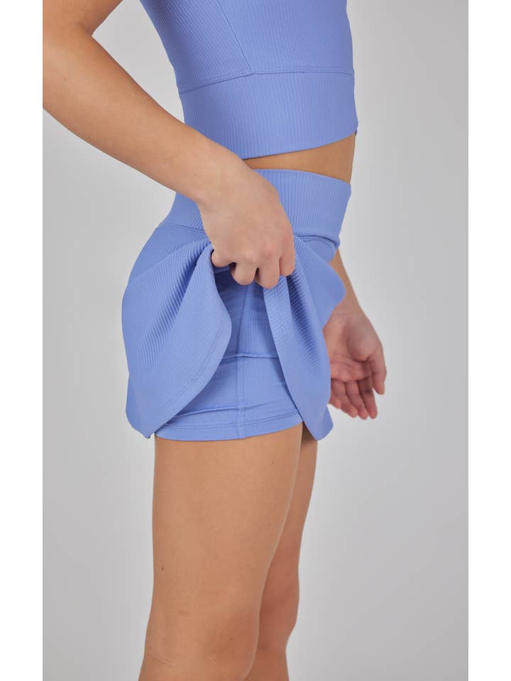 90 Degree by Reflex - Wholesale Top & Skirt Set - Kids - Girls Rib Crossover Top and Skort Matching Set