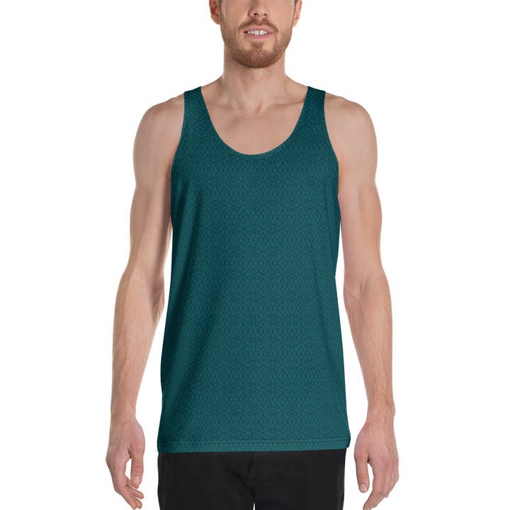 Shipibo Black - Op bestelling gemaakt all-over tanktop - Blue 4 voor wholesale door symbolika