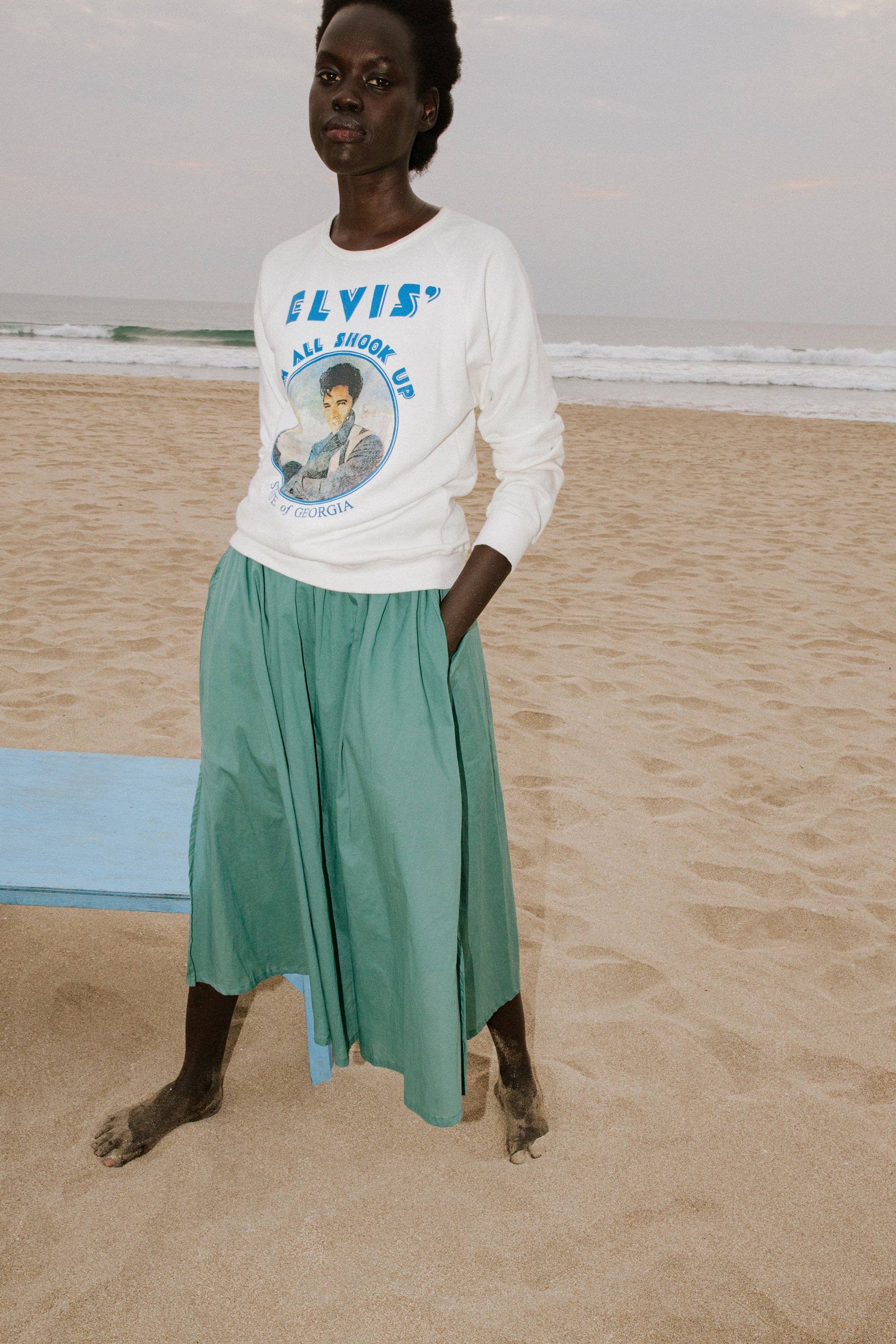 The Tuli  Drawstring Skirt - Dusty Green for wholesale on Faire1