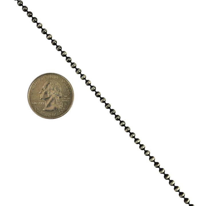 Select Lines - Wholesale Link & Chain Necklace - Sterling Silver Gunmetal Oxidized Round Bead 3mm Necklace Chain .925 Italy1