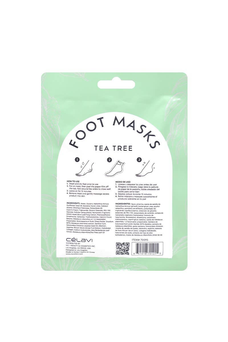 PINEAPPLE Beauty – Engroshandel Fodmaske – Celavi 70091 Tea Tree 3 par fodmasker - 1 sæt3