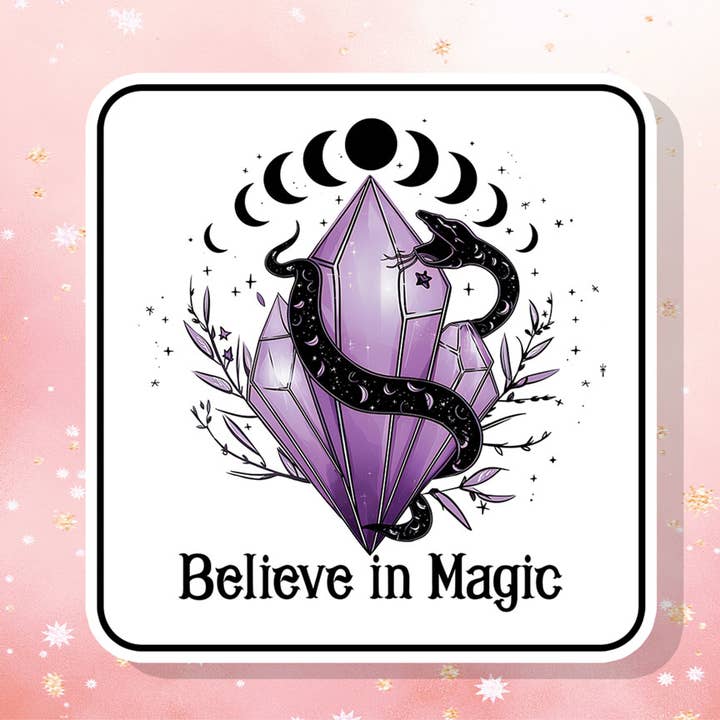 Believe In Magic Sticker Crystal Moon Phase Boho Mystic for wholesale by London Luxury Candles