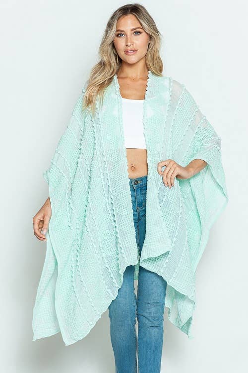 Justin & Taylor - Wholesale Kimono - Women's - Puffer-Up | Soft Textured Cover-Up Kimono With Pom Detail57