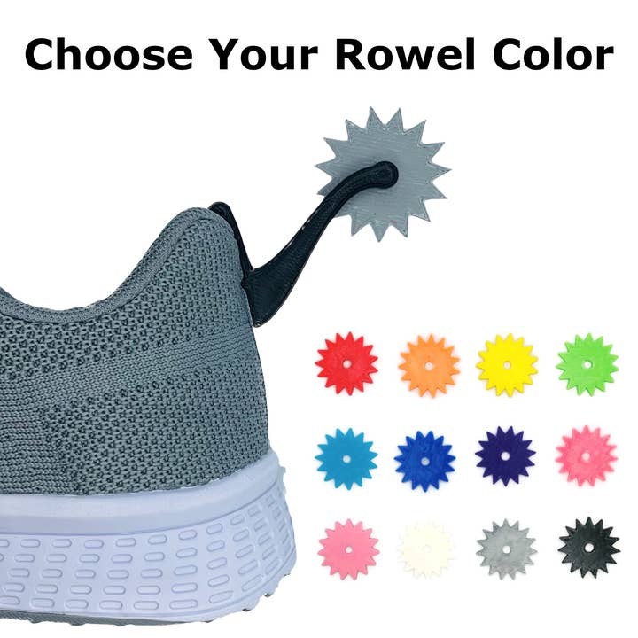 ShoeTails Mini Spinning Spurs Black with Customized Rowel Color for Clogs and Shoes (1 Pair) for wholesale by ShoeTails