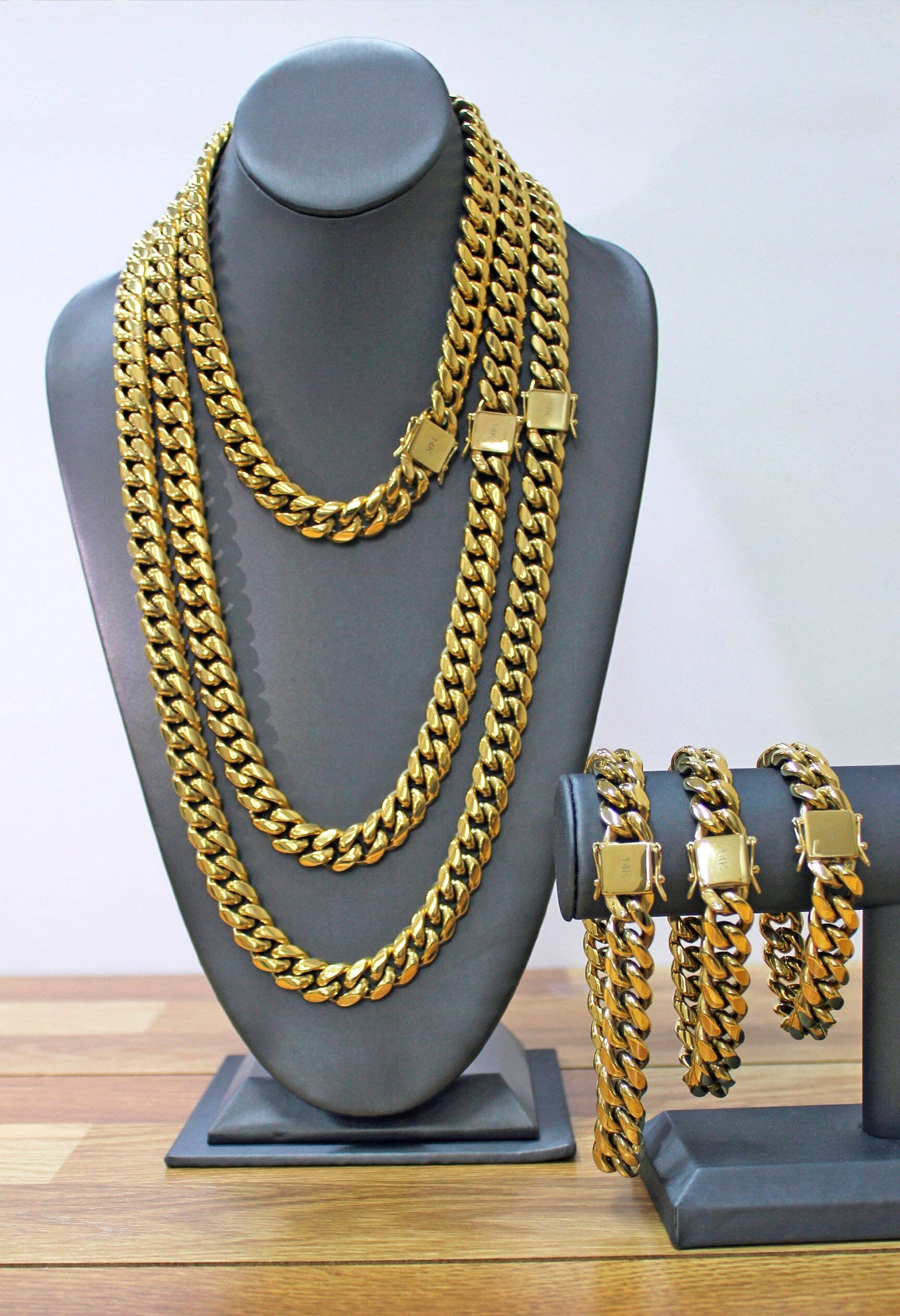 DIJU Jewelry – Pulseira de elo e corrente por atacado – 14mm Pulseira de elos Miami Cuban Em 14k Dourado Com Fecho Duplo de Segurança, Corrente Cura Unissexo, Suprimentos de Joalharia7