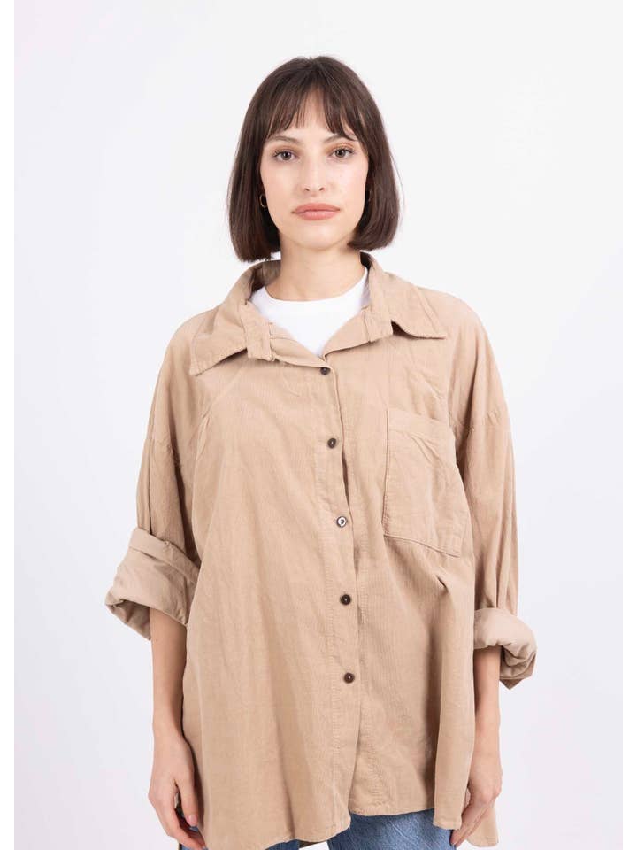 LINEN & COTTON HOUSE - Wholesale Button Down Shirt - Women's - 4942 SHIRT IN VELVET FALL WINTER CLOTHING