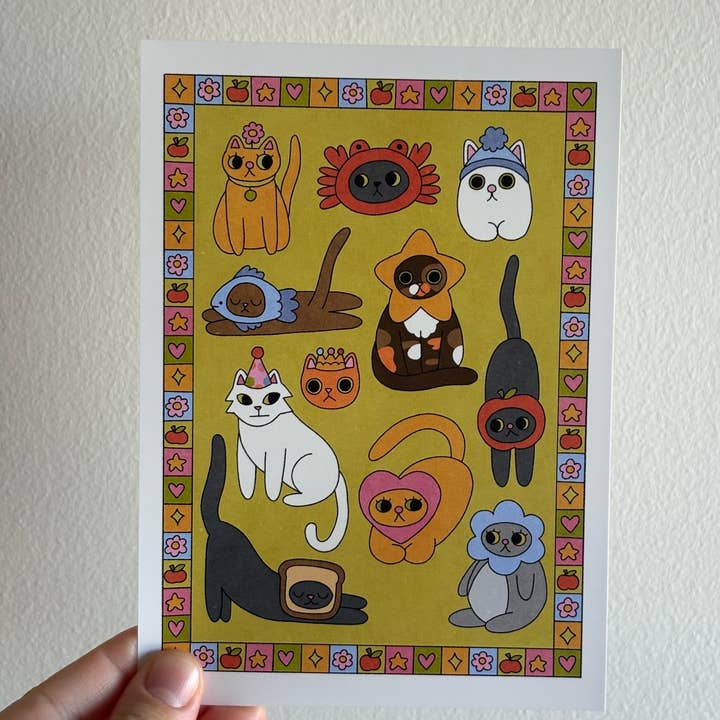 Cats Wearing Hats Print for wholesale by Caroline Friend Art