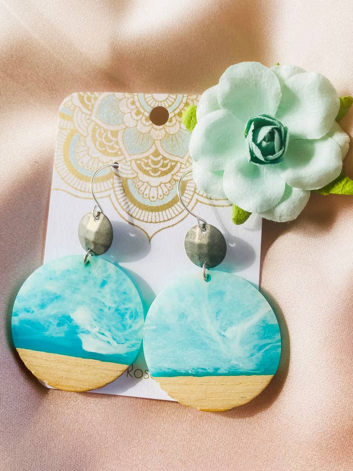 Boucles d'oreilles artistiques en bois 17 pour la vente par Autumn Rose Designs