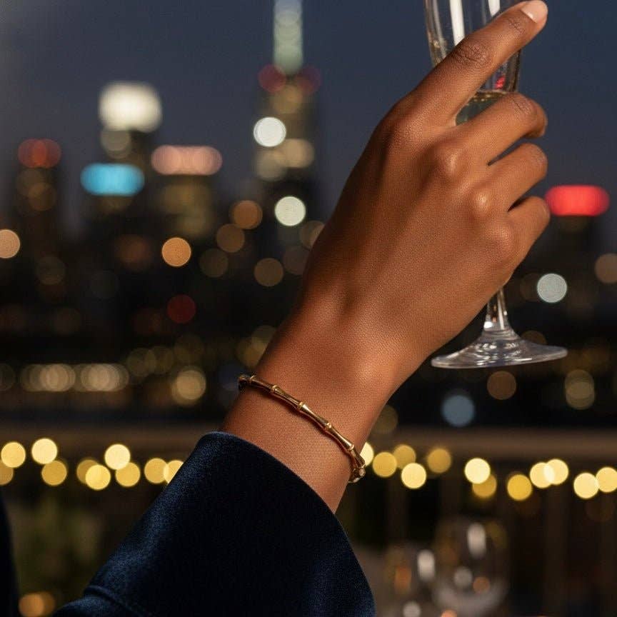 DUESTELLE ITALIA - Wholesale Cuff Bracelet - Bamboo Glow Bangle – Waterproof gold-plated bangle1