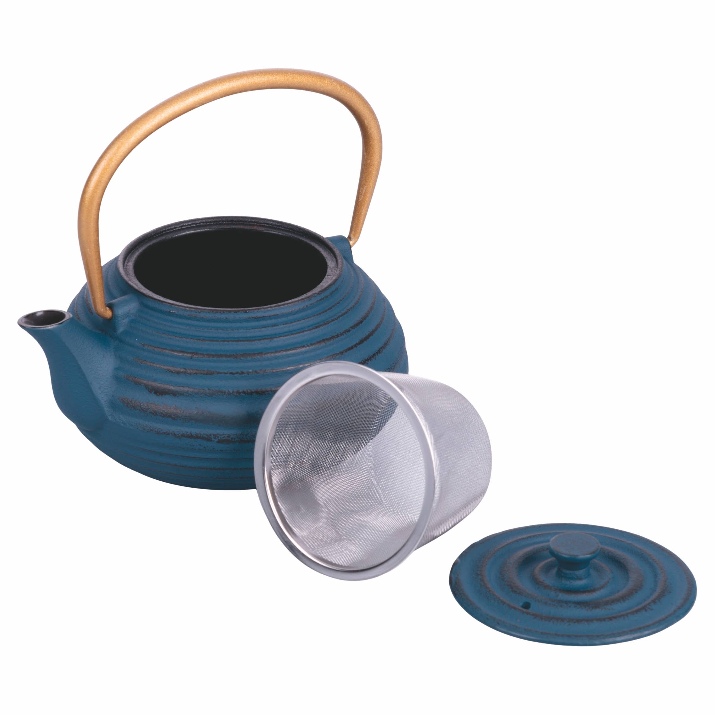 VdE Tivoli 1996 - Vente Théière - Théière en fonte bleue avec poignée pliante dorée 600 ml1