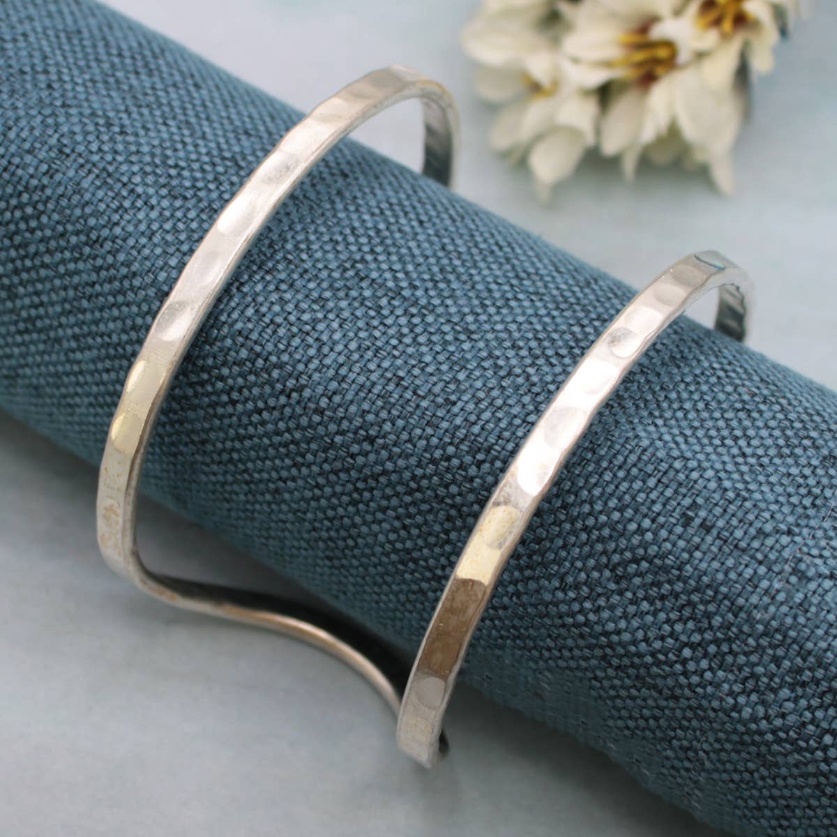 ZAD - Wholesale Cuff Bracelet - Silver Hammered Open Wide Cuff Bracelet0