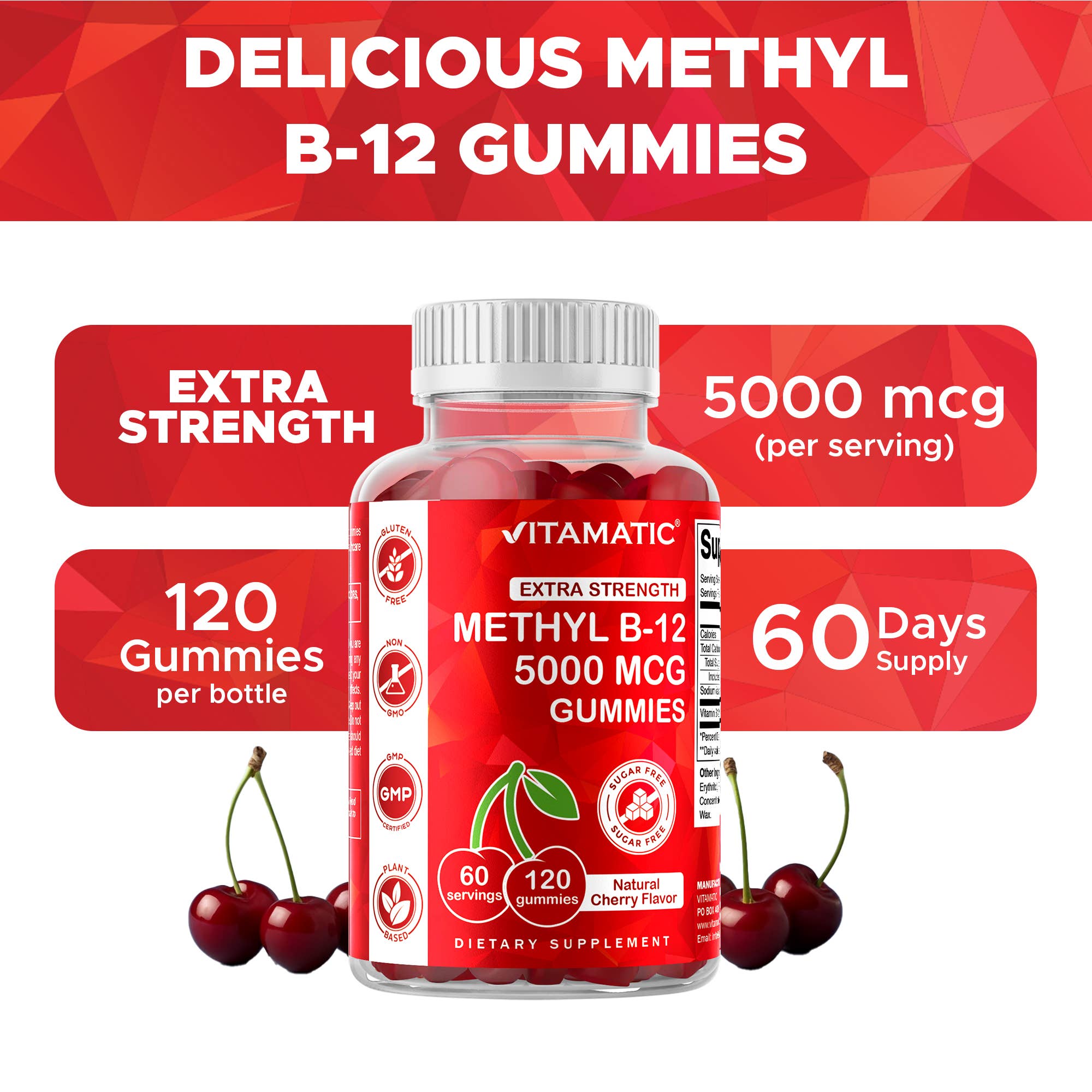Vitamatic - Wholesale Voedingssupplement/vitamine - Vitamatic Vitamine B12 5000mcg (Methyl B12) Gummies3
