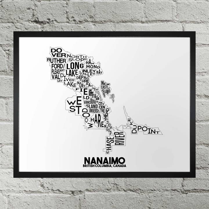 Nanaimo Columbia Británica Barrio Tipografía Mapa de la ciudad para venta al por mayor de Damon D Chan