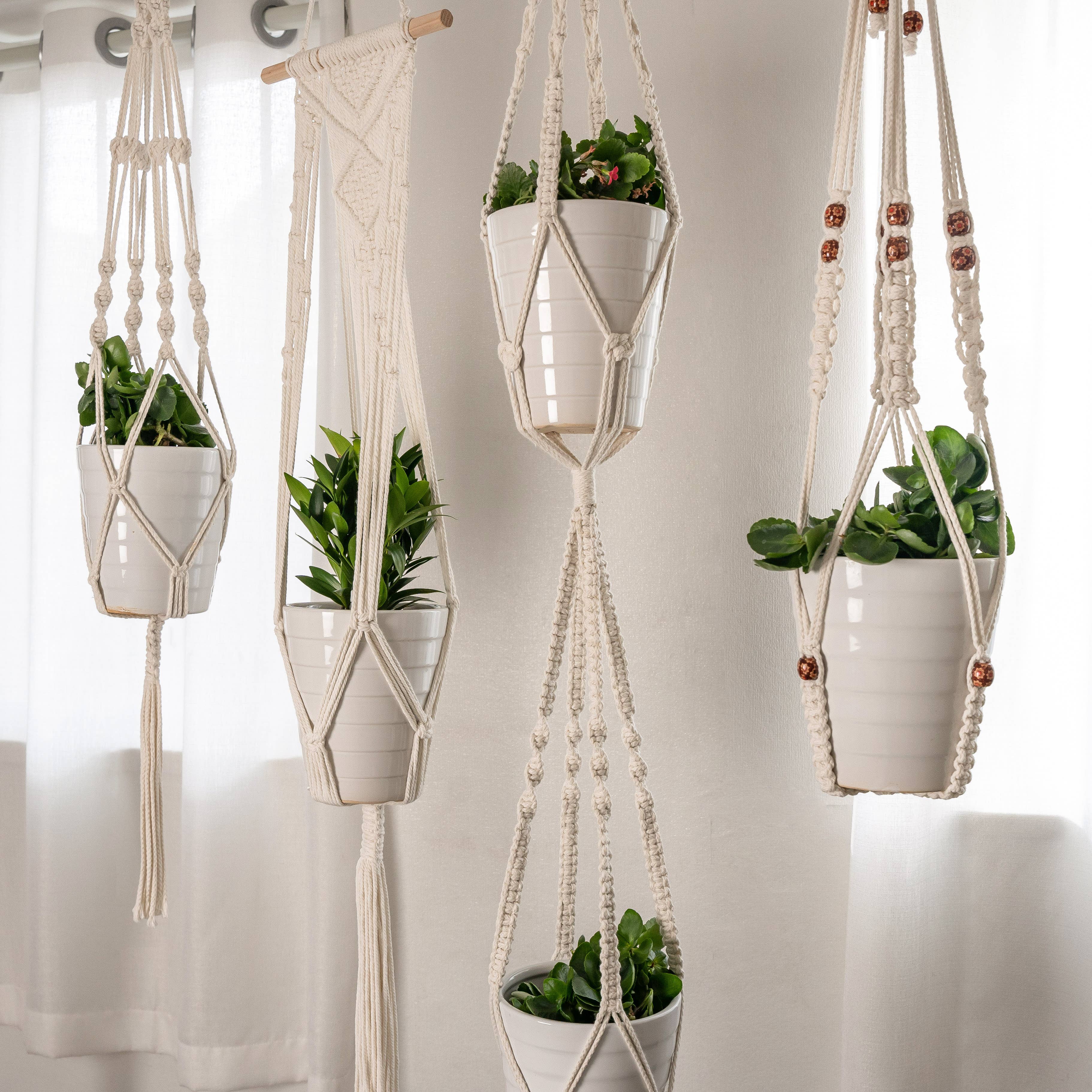 Sparkle Being - Wholesale Hanging Planter - Cotton Macrame Rope Plants Hanging Pots Holder - Stand Set 42