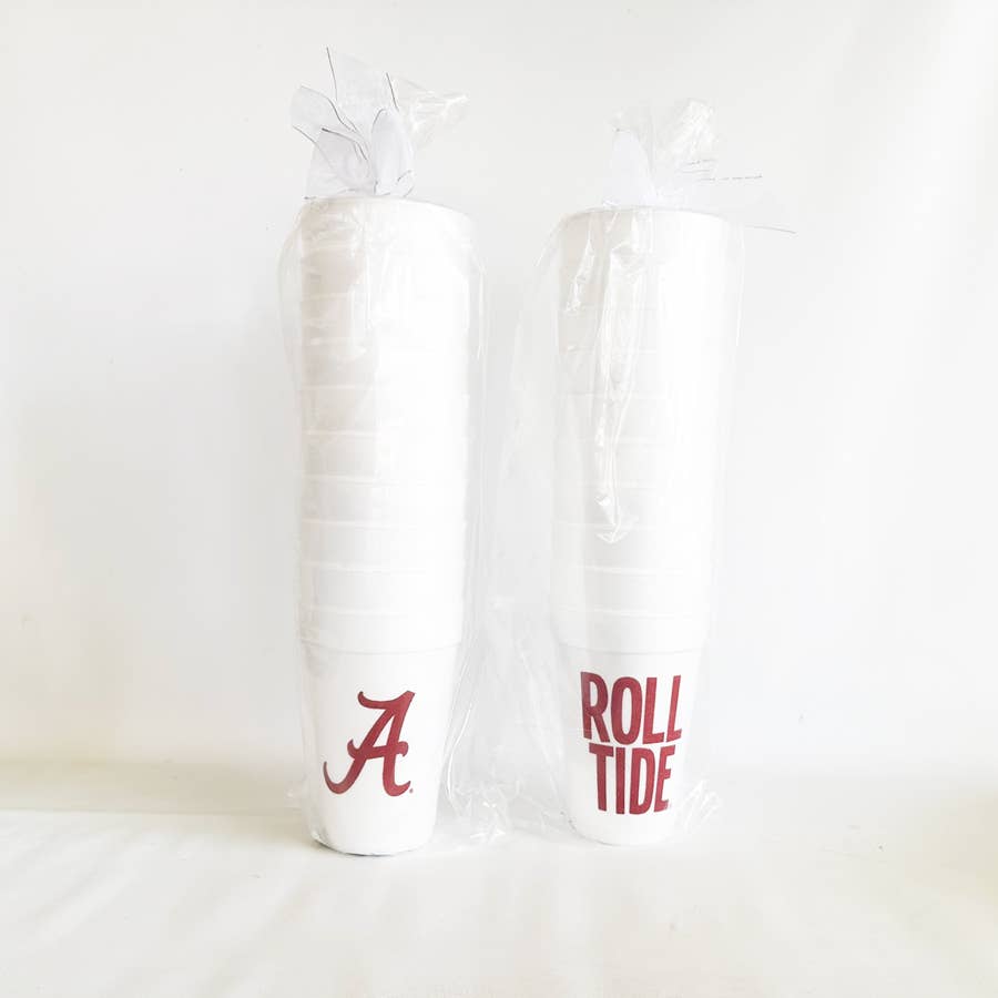 Two Funny Girls - Wholesale Disposable Cup - Foam Cup - University of Alabama/Roll Tide (10 ct bag)4