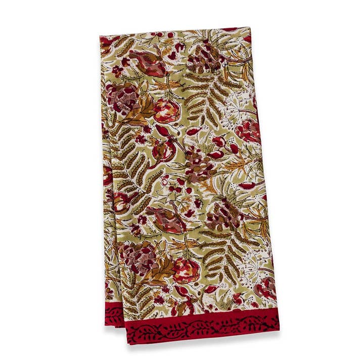 Couleur Nature - Wholesale Tea Towel - Winter Garden Red/Green Tea Towels - Set of 3