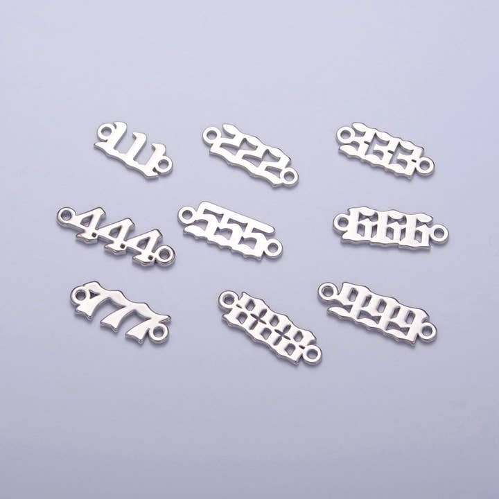 Mini connecteur de charme numéro d'ange en argent numéro porte-bonheur pour composant de collier bracelet G-847~G-855 pour la vente par Aim Eternal