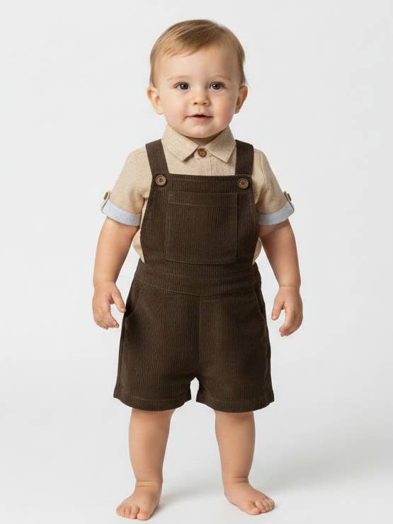 Set rompertjes en overalls voor baby's - Beige en olijfgroen voor wholesale door Yo Baby