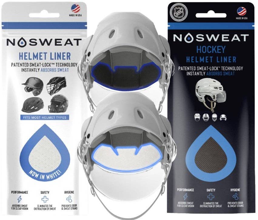 NoSweat - Wholesale Sports Headband - Unisex - White & Black Sweat Liners - Patented SweatLock™1