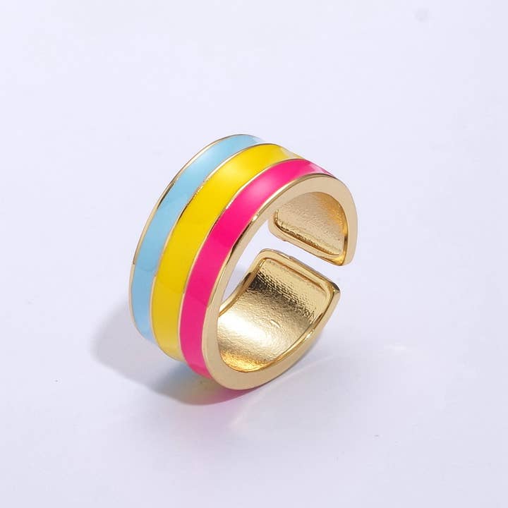Aim Eternal - Wholesale Band/Stacked Ring - Pride Flag Rings LGBTQ Ring Gold Filled Open Adjustable Stac