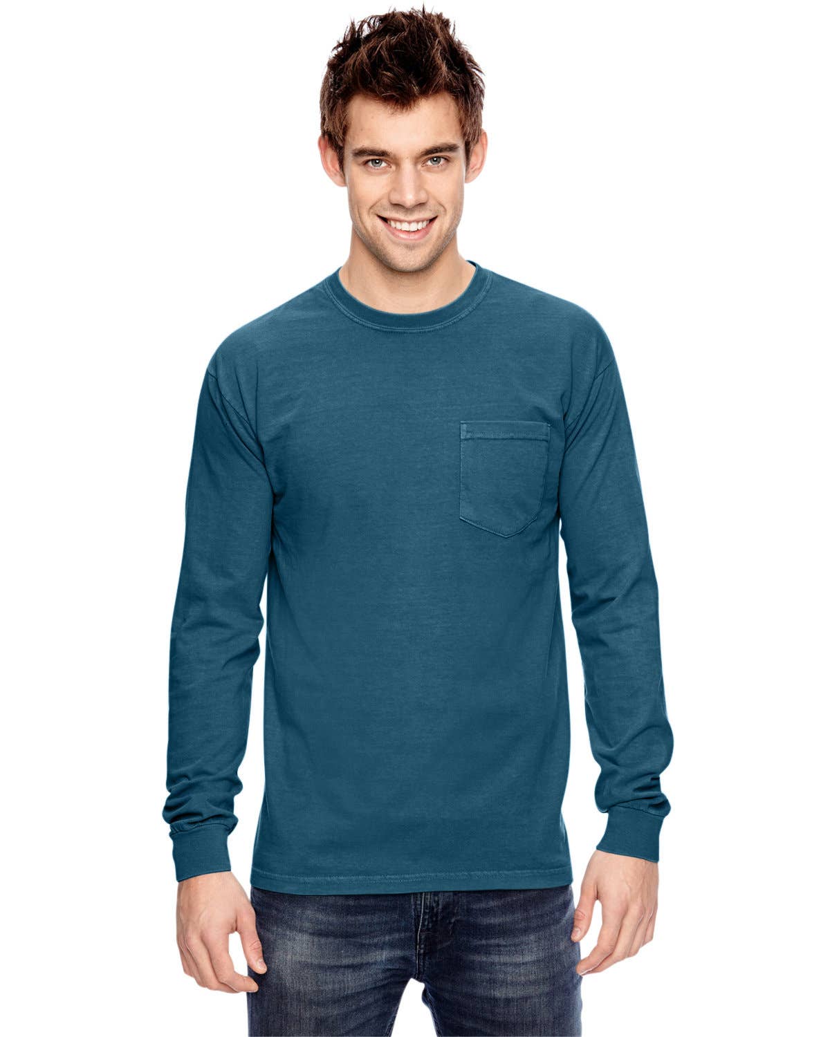 Total Apparel - Wholesale T-Shirt - Men's - Comfort Colors Garment-Dyed Long-Sleeve Pocket T-Shirt C44107