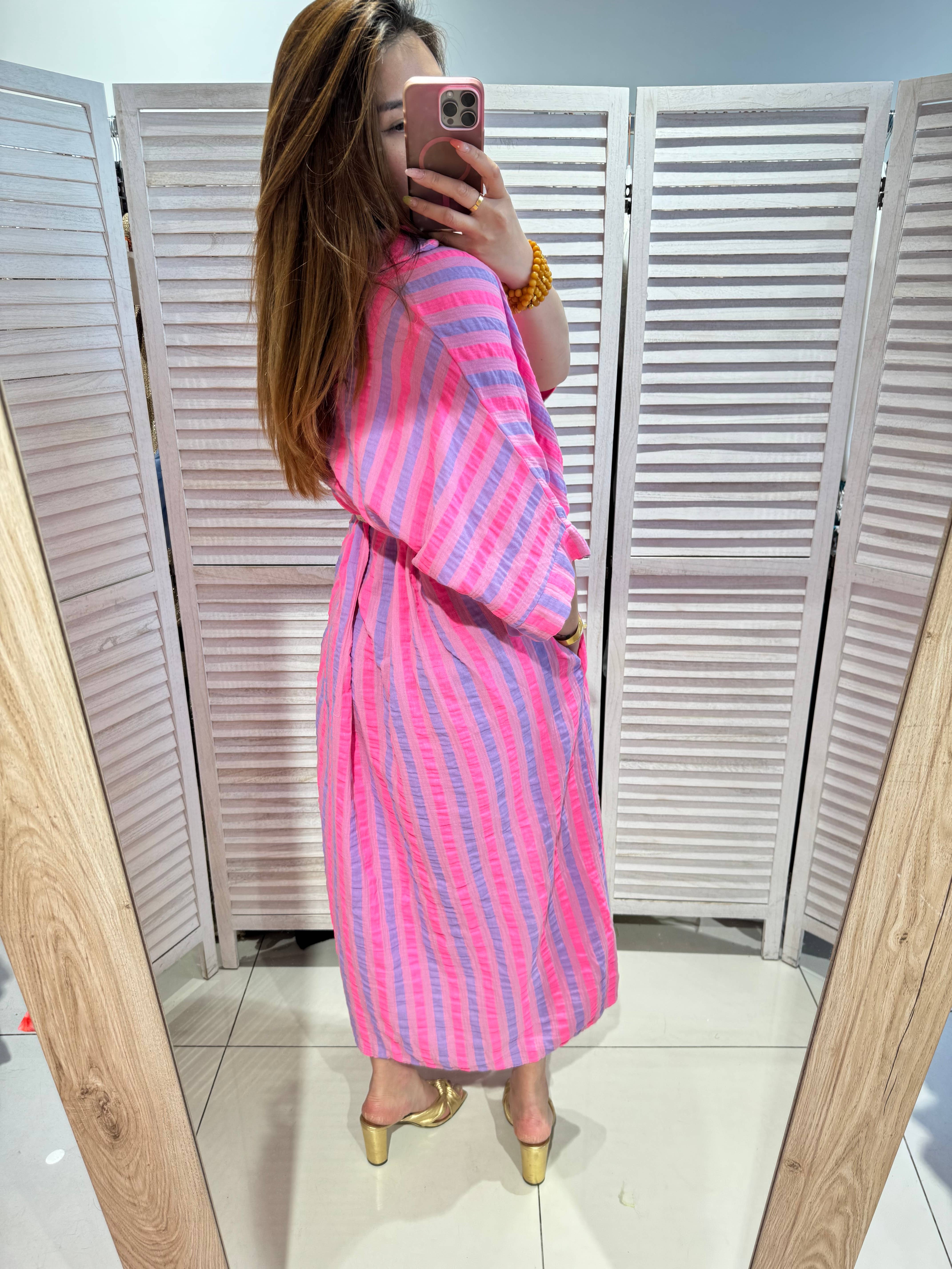 VICTORIA&ISAAC - Wholesale Dress - Women's - Striped summer dress with belt - A1055-1stripe2