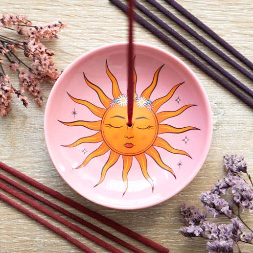 Something Different Wholesale - Wholesale Incense Holder - The Sun Celestial Pink Ceramic Incense Holder Plate